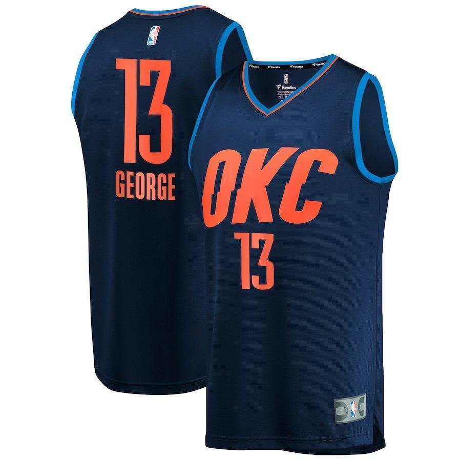 Paul George Oklahoma City Thunder Branded Youth Fast Break Jersey - Statement Edition – Navy 2018/2019