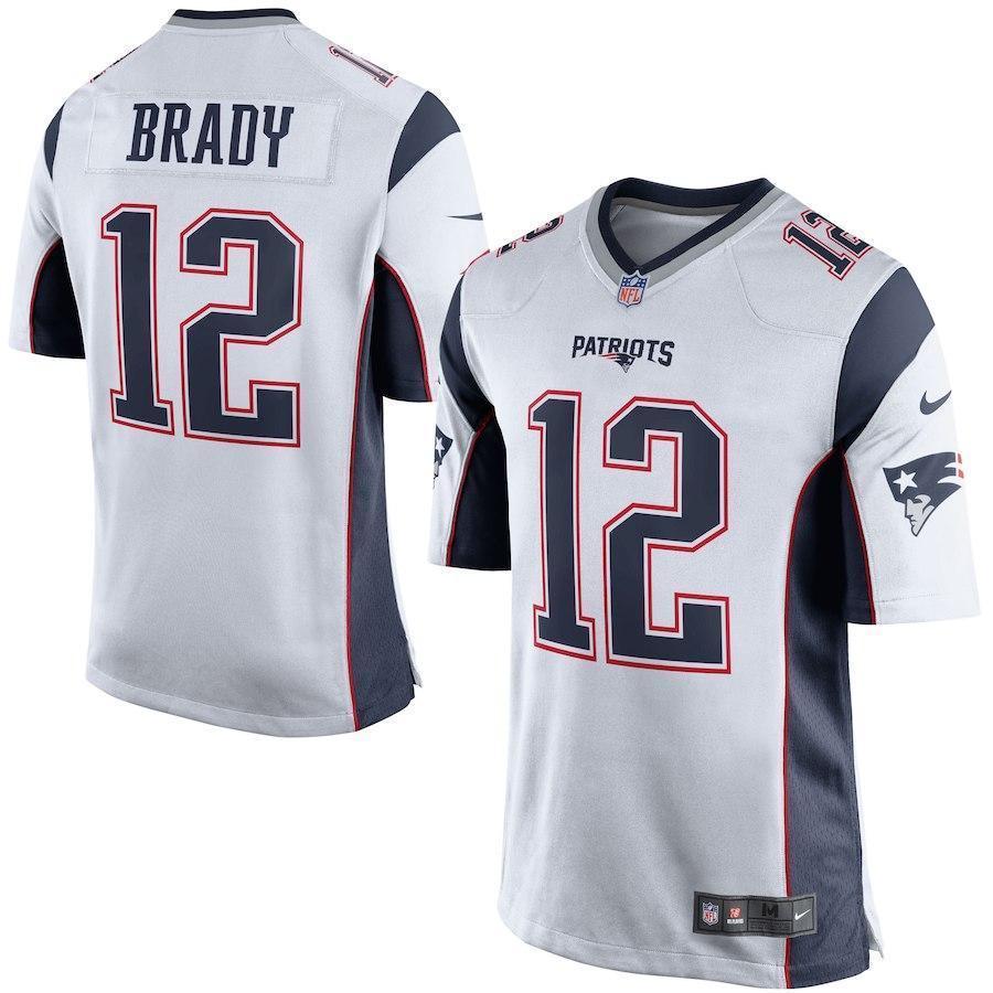 Tom Brady New England Patriots Game Jersey - White/Navy Blue 2018/2019